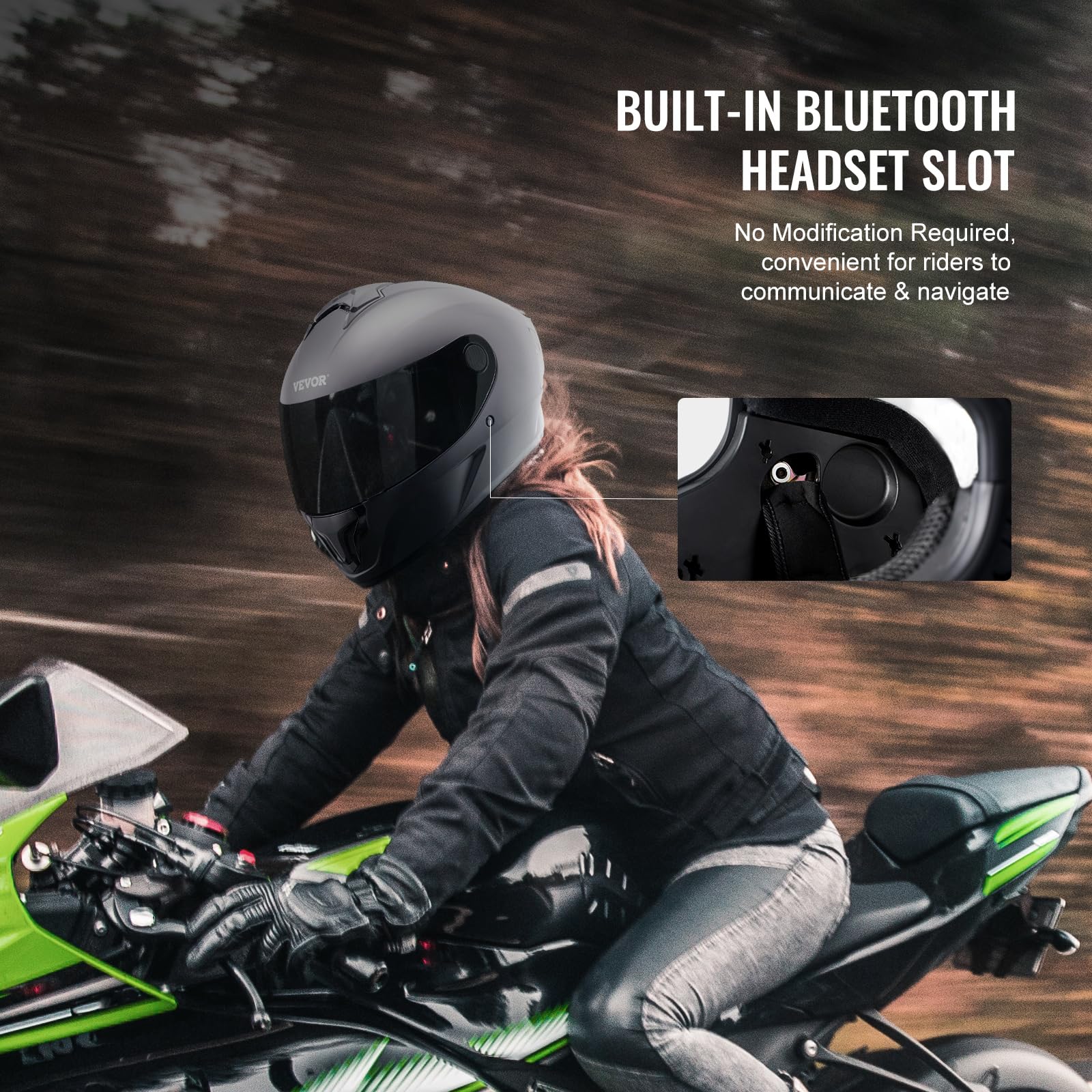 Foto 6 pulgar | Casco De Moto Vevor Integral Aprobado Por Dot Con Bluetooth L - Venta Internacional.