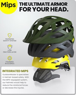 Foto 2 | Casco De Ciclismo Outdoormaster Mips Para Adultos, Recreativo, Color Verde Palma - Venta Internacional.