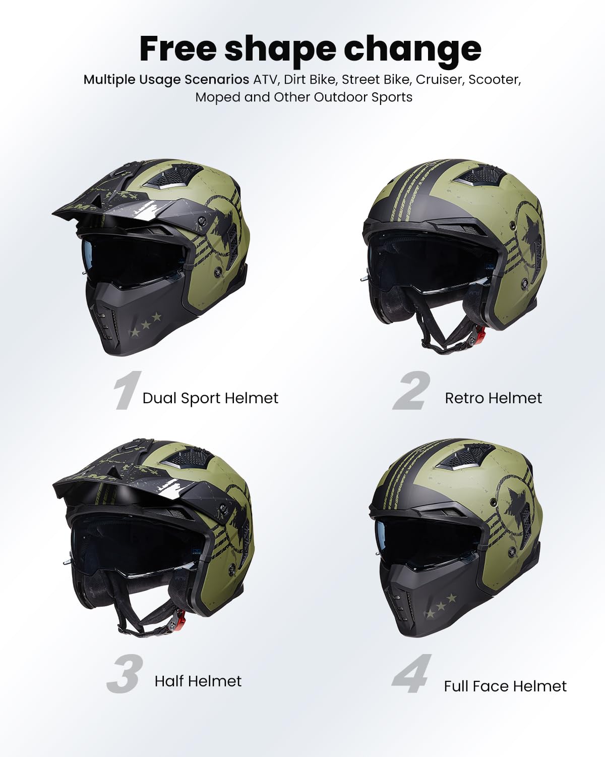 Foto 4 pulgar | Casco De Moto Ilm Open Face 3/4 Half Vintage Retro Dot - Venta Internacional.