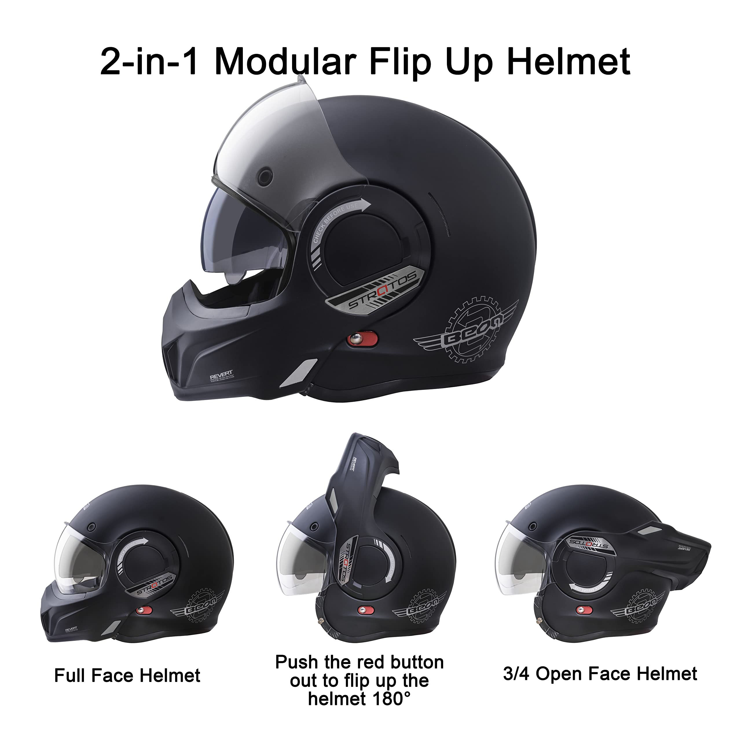 Foto 4 | Casco Integral Modular Aprobado Por Beon Dot Para Hombres Y Adultos - Venta Internacional.