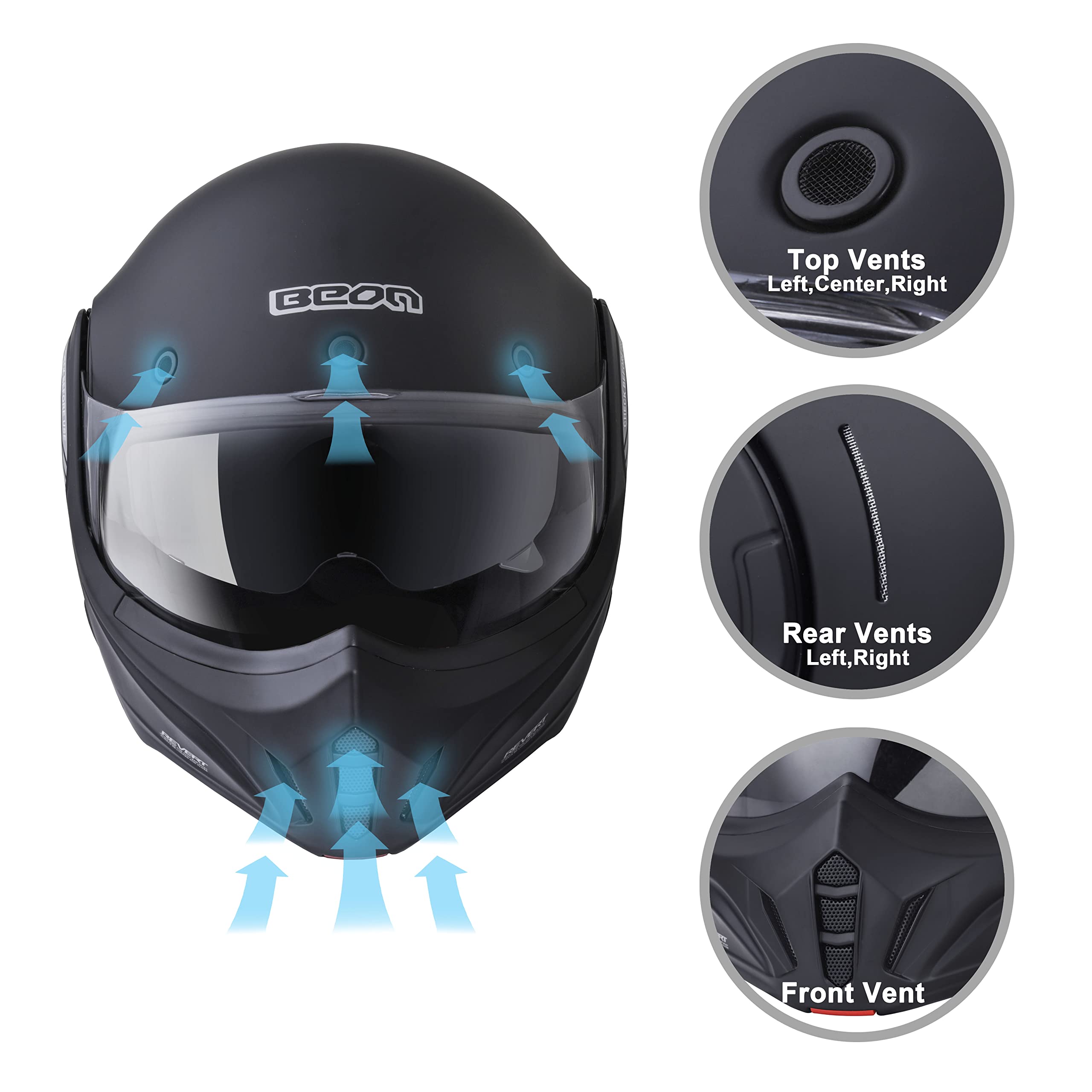 Foto 5 | Casco Integral Modular Aprobado Por Beon Dot Para Hombres Y Adultos - Venta Internacional.