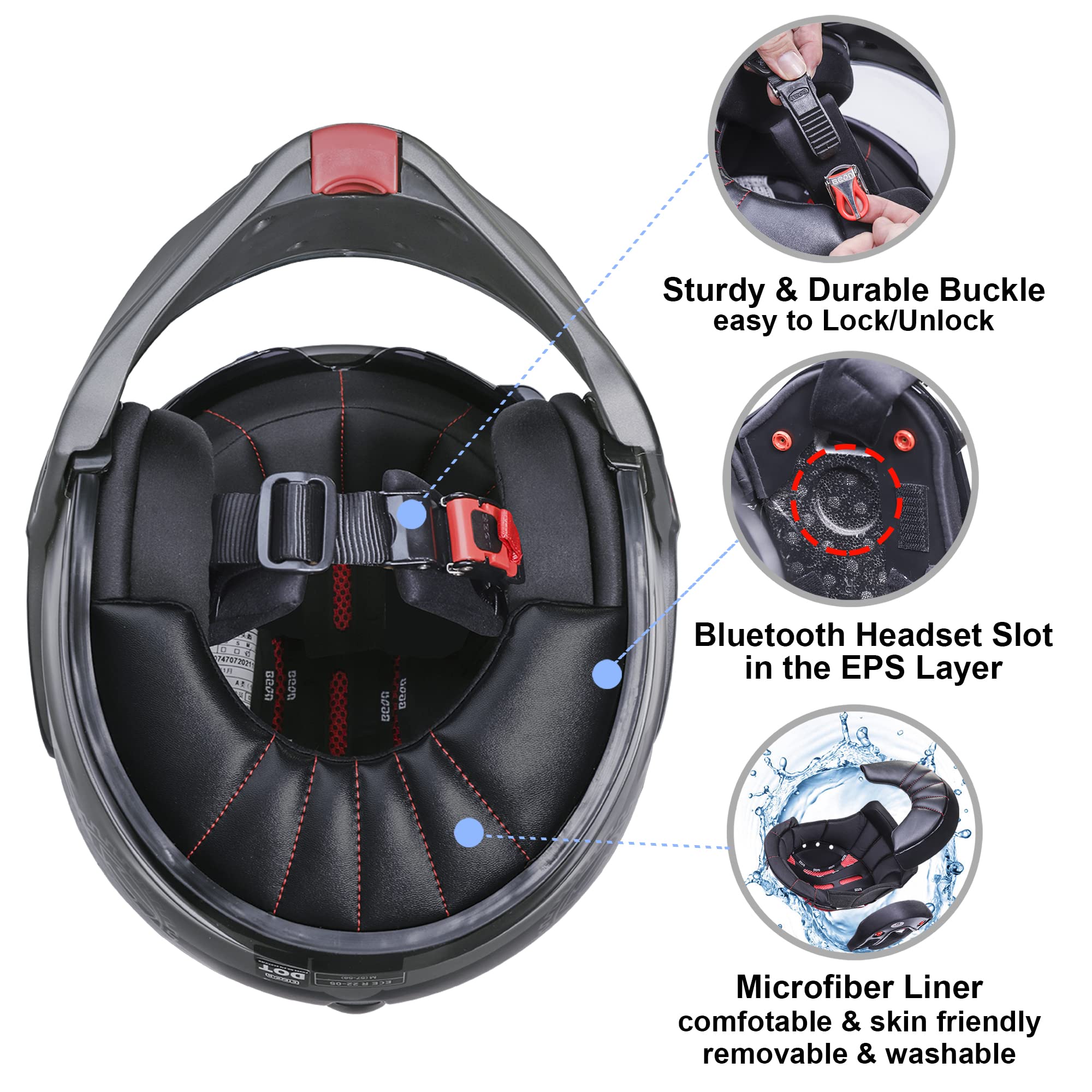 Foto 7 | Casco Integral Modular Aprobado Por Beon Dot Para Hombres Y Adultos - Venta Internacional.