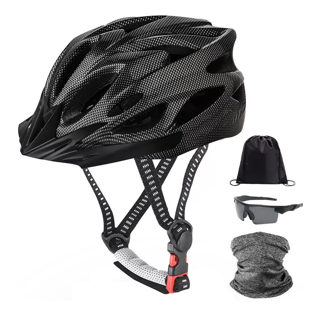 Foto 2 pulgar | Set Casco de Bicicleta y Accesorios Eo Safe Imports ESI-7359 color Negro 4 Piezas