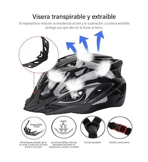 Foto 2 | Kit Casco de Bicicleta Belug + Luz de Bicicleta + Gafas + Máscara color Negro