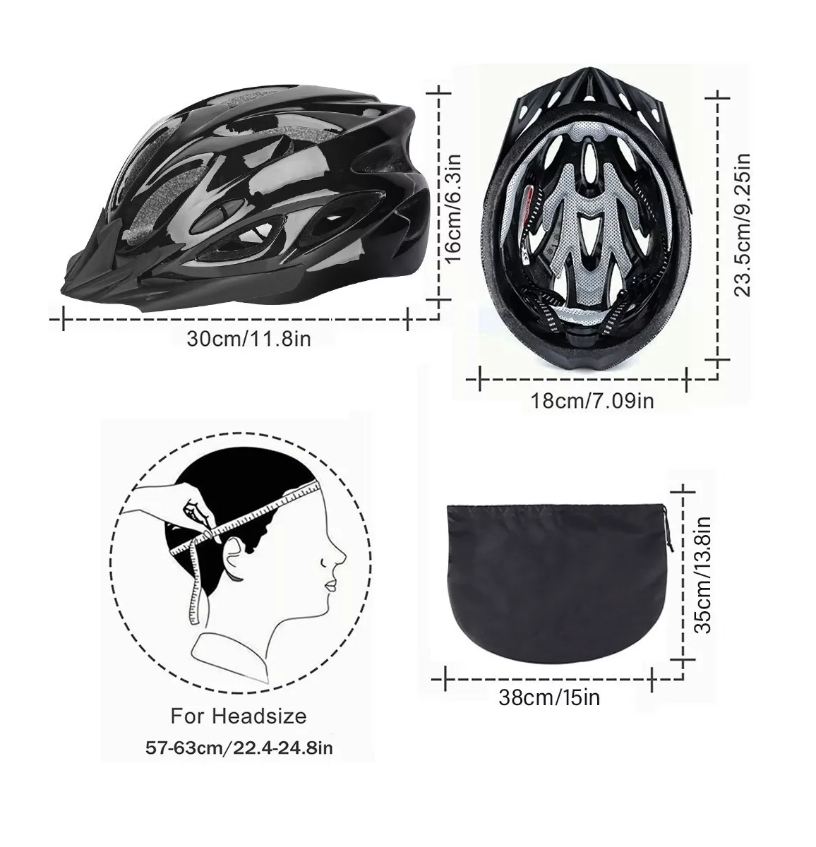 Foto 4 pulgar | Kit Casco de Bicicleta Belug + Luz de Bicicleta + Gafas + Máscara color Negro