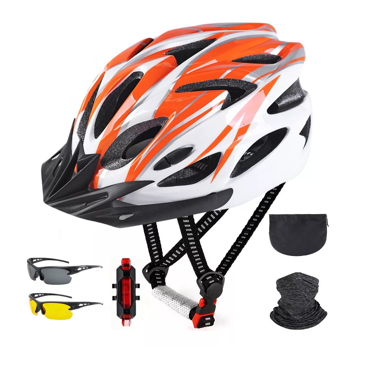 Set Casco De Bicicleta Unisex+luz De Bicicleta+gafas+mascara Eo Safe Imports Esi-9479 Multicolor