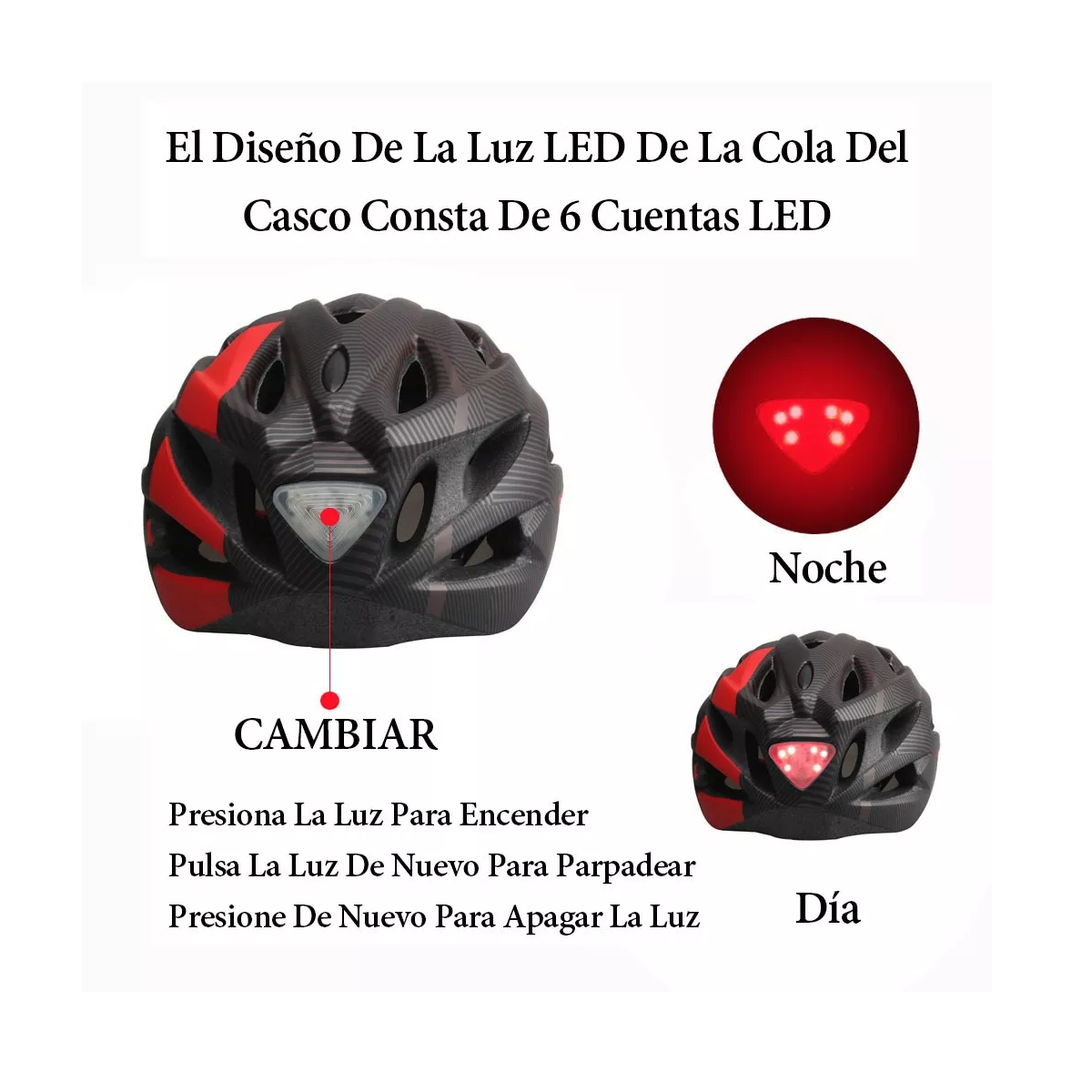 Foto 4 pulgar | Casco de Bicicleta con Led Luz Y Removibles Eo Safe Imports Esi-10101 Multicolor