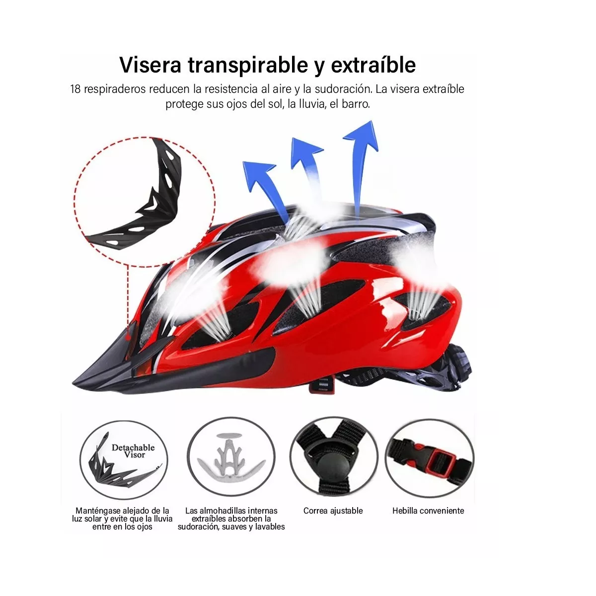 Foto 3 pulgar | Casco Eo Safe Imports Esi10712 Rojo Talla M para Ciclista