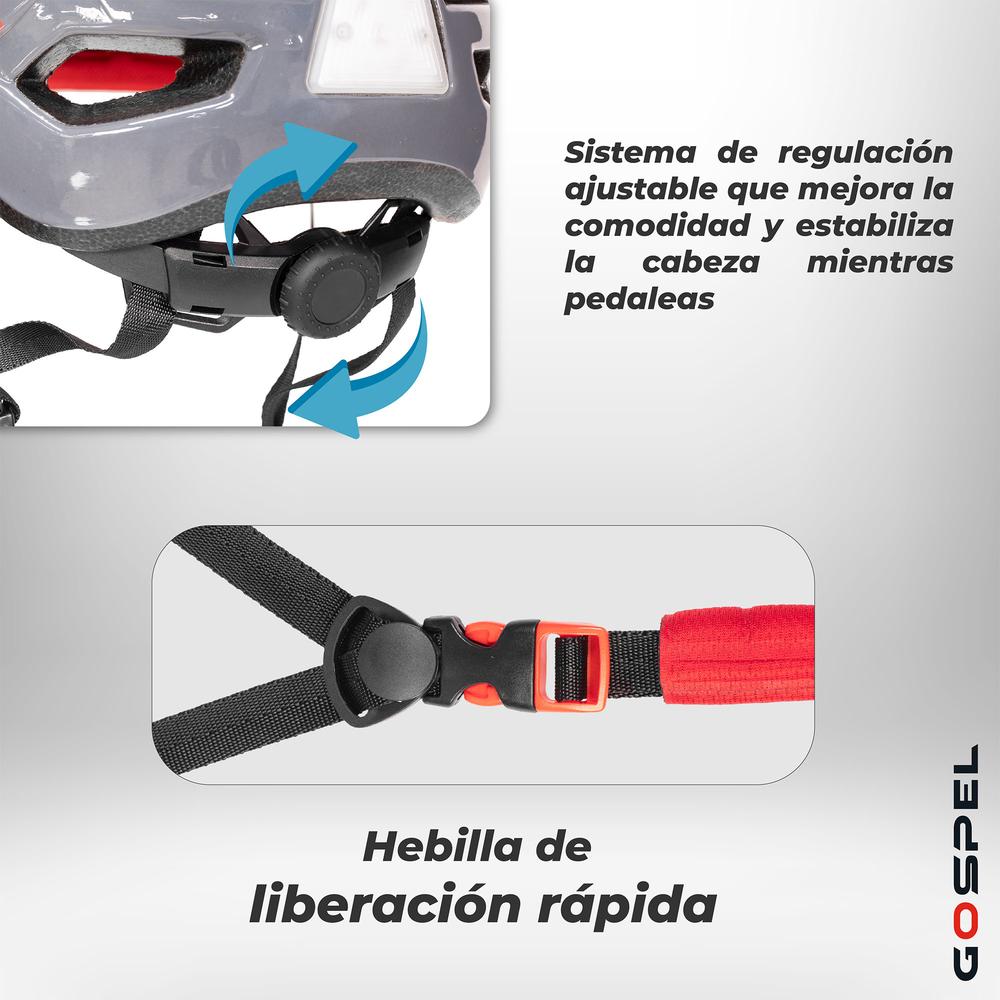 Foto 4 pulgar | Casco para Bicicleta Gospel con Luz Negro