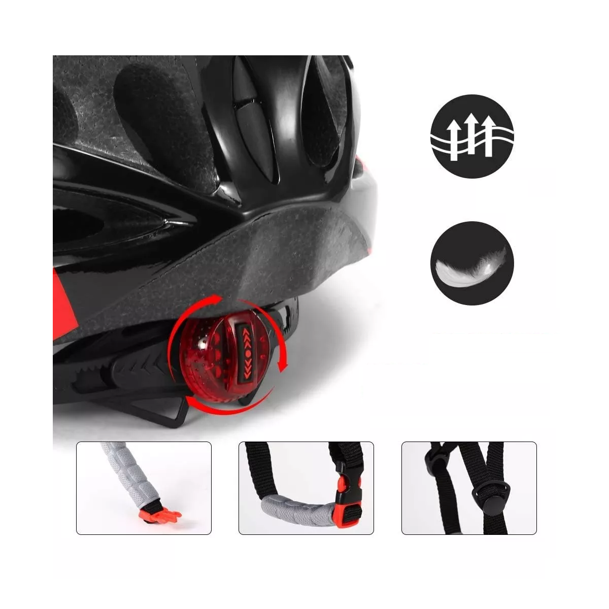 Foto 4 pulgar | Set De Casco, Luz De Bicicleta, Gafas Y Guantes 4pzs  Eo Safe Imports Esi-15815 Rojo