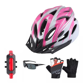 Foto 1 | Set De Casco, Luz De Bicicleta, Gafas Y Guantes 4pzs Eo Safe Imports Esi-15816 Rosa
