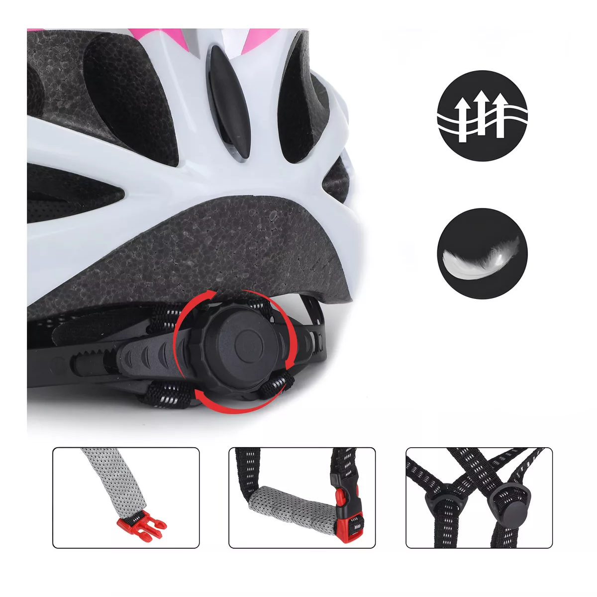 Foto 4 pulgar | Set De Casco, Luz De Bicicleta, Gafas Y Guantes 4pzs  Eo Safe Imports Esi-15816 Rosa