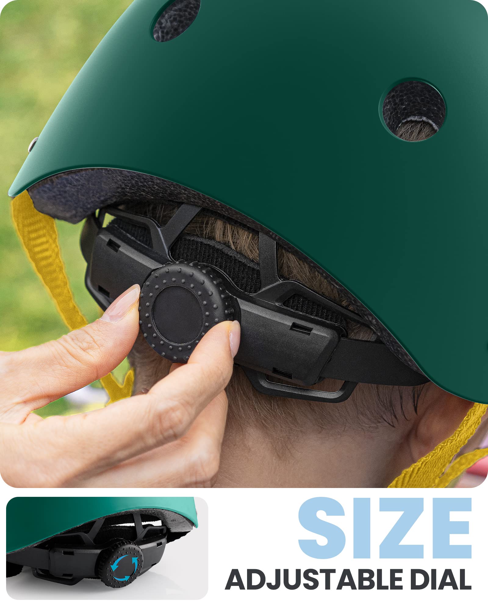 Foto 4 pulgar | Casco De Bicicleta Outdoormaster Para Jóvenes Y Niños, Color Verde Oscuro, Talla M - Venta Internacional.