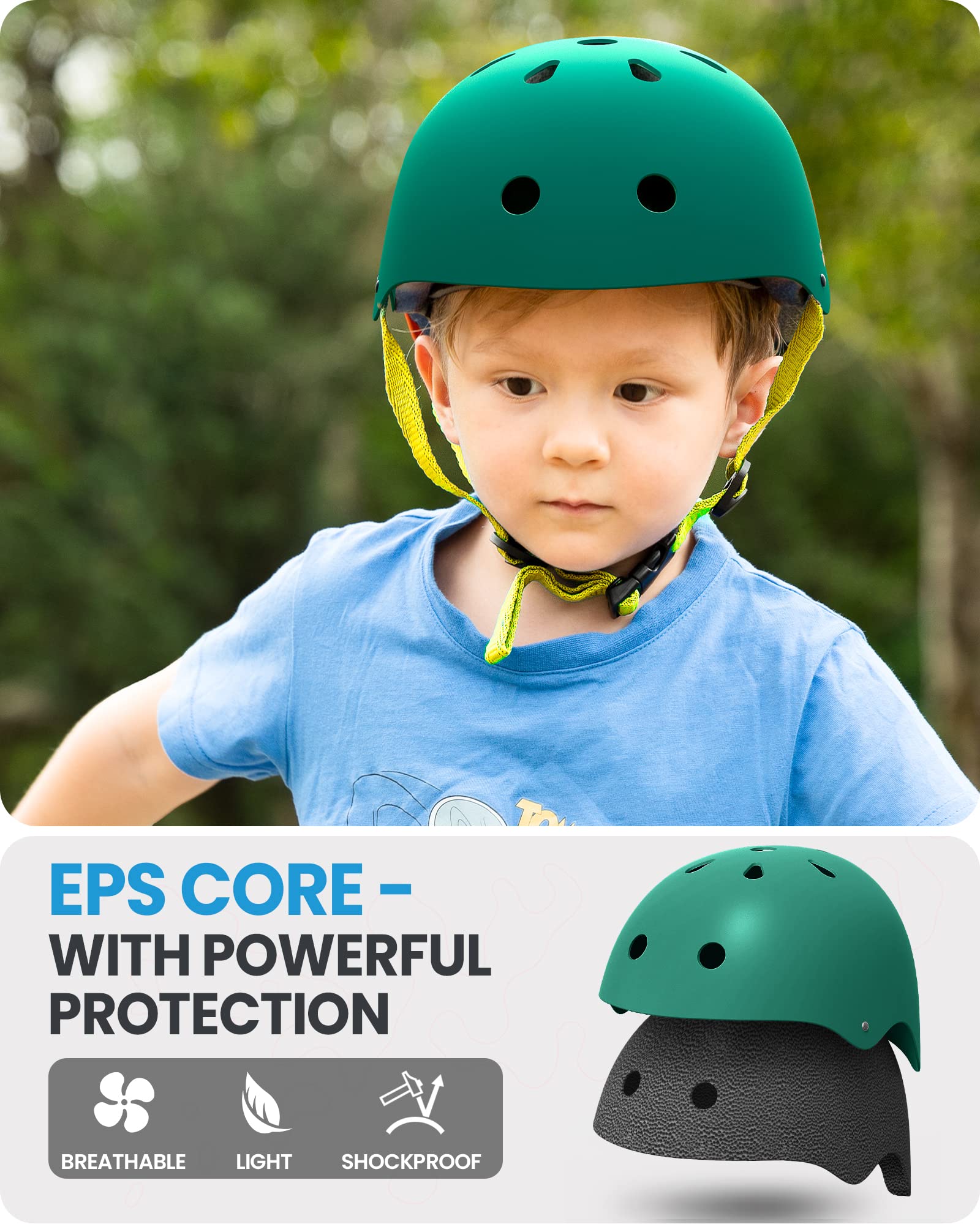 Foto 6 pulgar | Casco De Bicicleta Outdoormaster Para Jóvenes Y Niños, Color Verde Oscuro, Talla M - Venta Internacional.