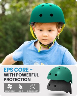Foto 5 | Casco De Bicicleta Outdoormaster Para Jóvenes Y Niños, Color Verde Oscuro, Talla M - Venta Internacional.