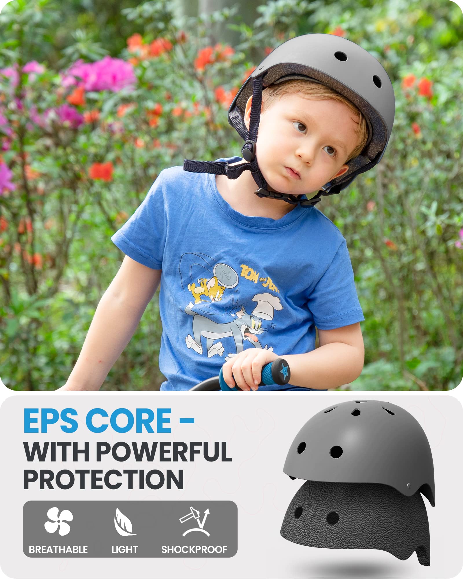 Foto 5 | Casco De Bicicleta Outdoormaster Para Jóvenes Y Niños, Gris, Talla M - Venta Internacional.