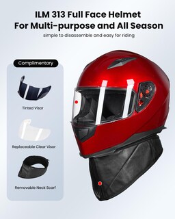 Foto 2 | Casco De Moto Ilm Integral Dot Modelo Jk313 (m, Rojo Brillante) - Venta Internacional.