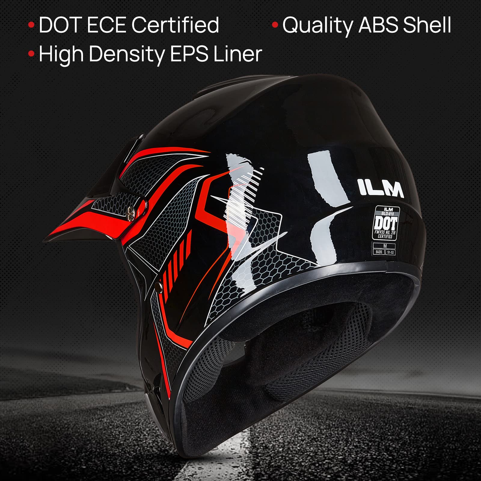 Foto 3 pulgar | Casco De Moto De Cross Ilm Bld-818 Para Jóvenes Y Niños, Rojo (joven-pequeño) Dot - Venta Internacional.