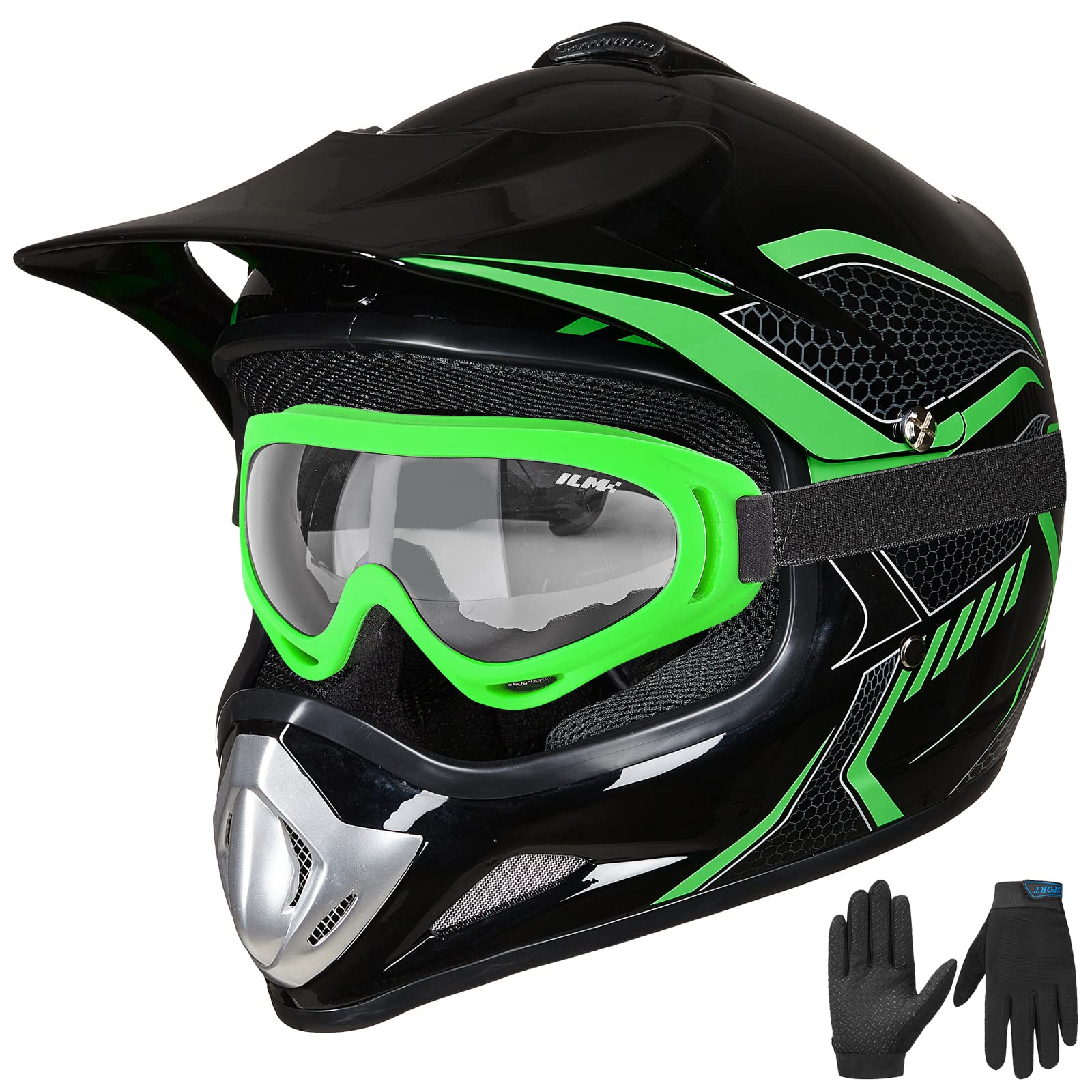 Foto 2 pulgar | Casco Integral Para Moto De Cross Ilm Bld-818 Para Jóvenes Y Niños, Color Verde Dot - Venta Internacional.