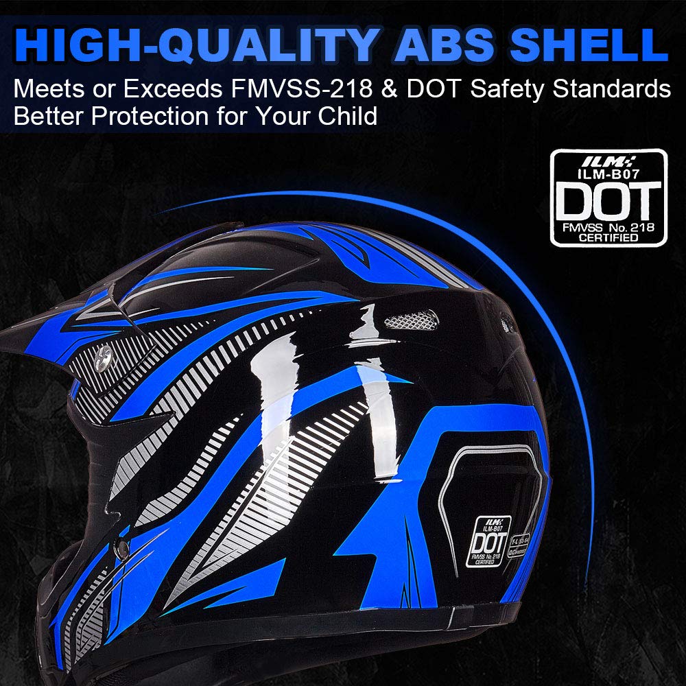 Foto 4 pulgar | Casco Ilm Youth Kids Atv Motocross B07 Azul/plateado Dot - Venta Internacional.