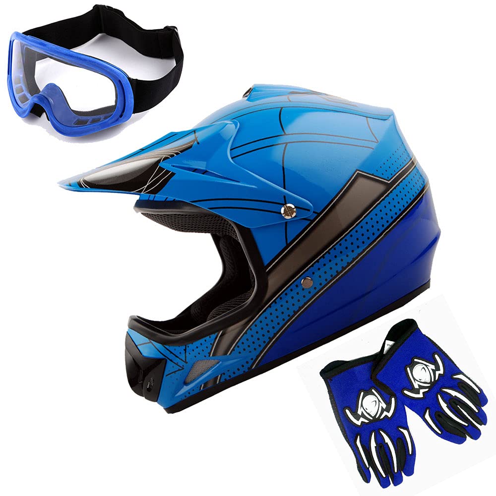 Foto 2 pulgar | Casco De Motocross Wow Youth Spider Blue, Gafas Y Guantes - Venta Internacional.