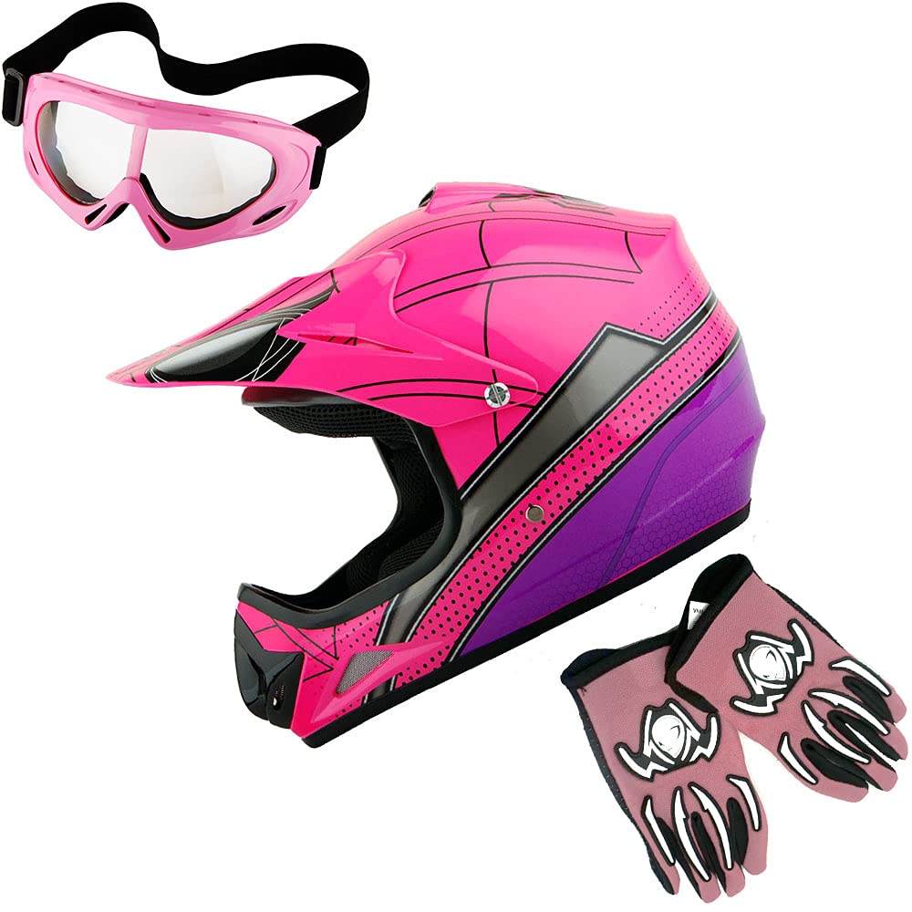 Foto 2 pulgar | Casco De Motocross Wow Youth Spider Pink, Gafas Y Guantes - Venta Internacional.