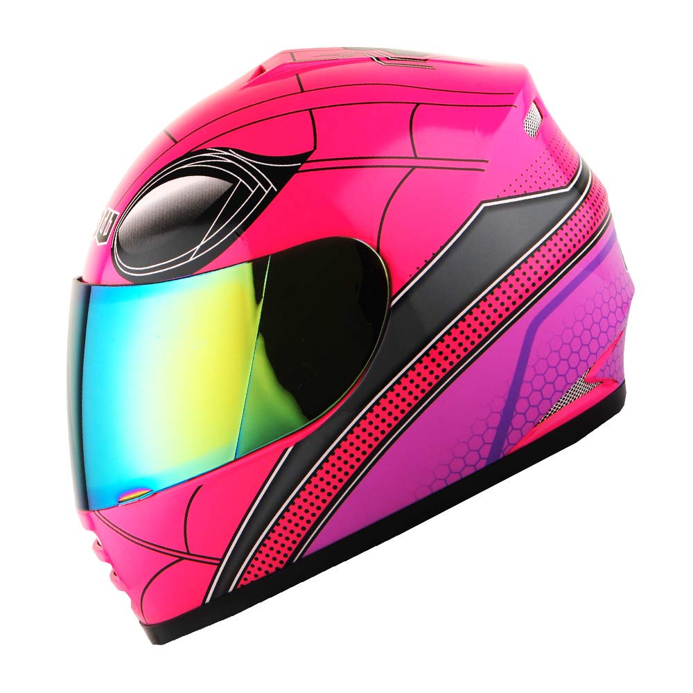 Casco De Moto Wow Spider Pink Youth Aprobado Por El Dot - Venta Internacional.
