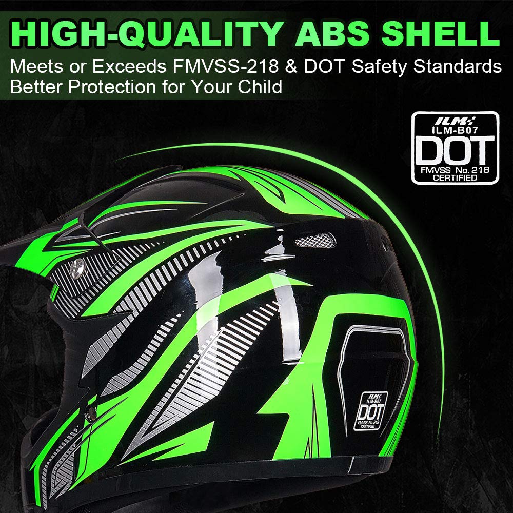 Foto 3 pulgar | Casco Ilm Youth Kids Atv Motocross B07 Verde/plateado Dot - Venta Internacional.