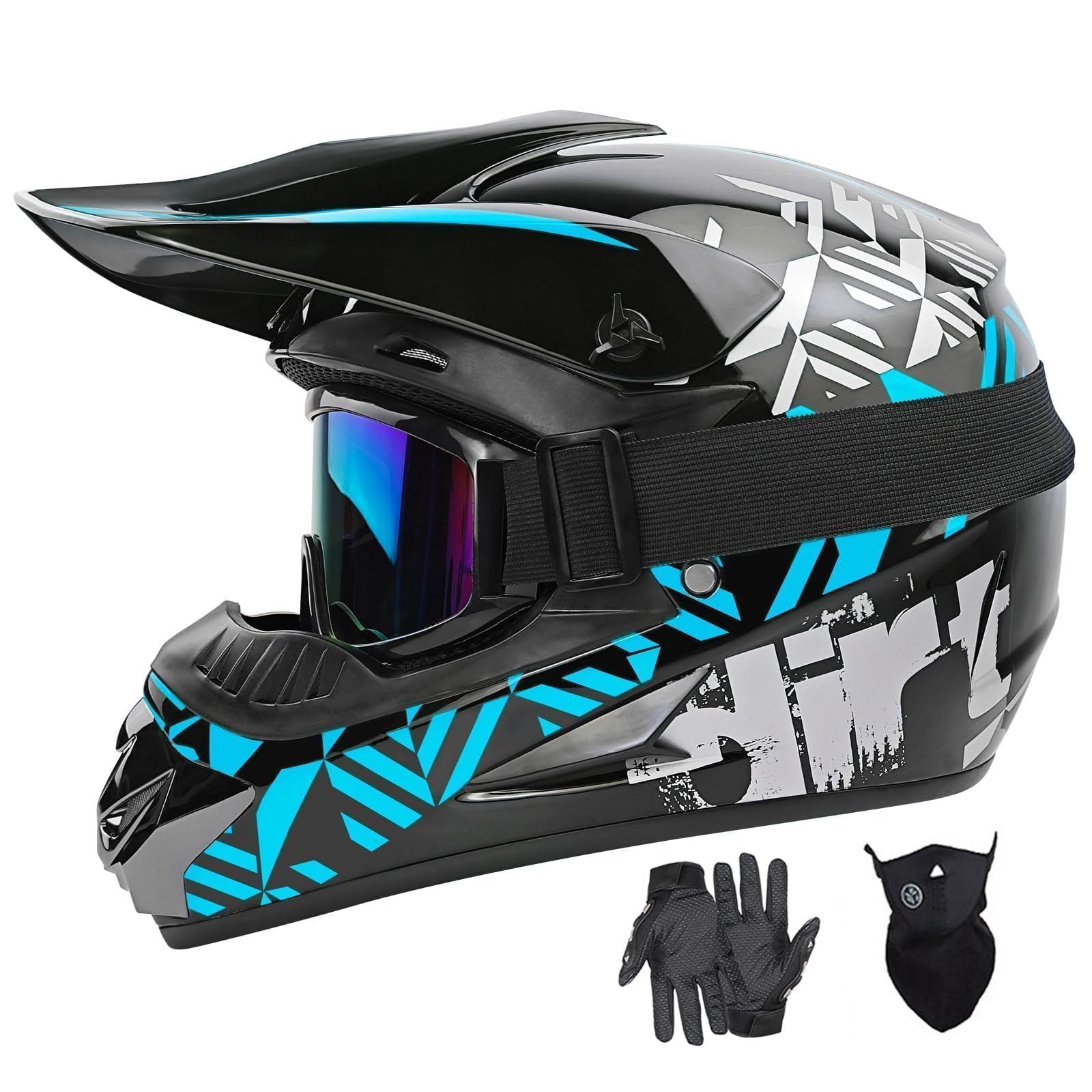 Casco De Motocross Spark Para Jóvenes Y Niños Aprobado Por El Dot Con Gafas Azules - Venta Internacional.
