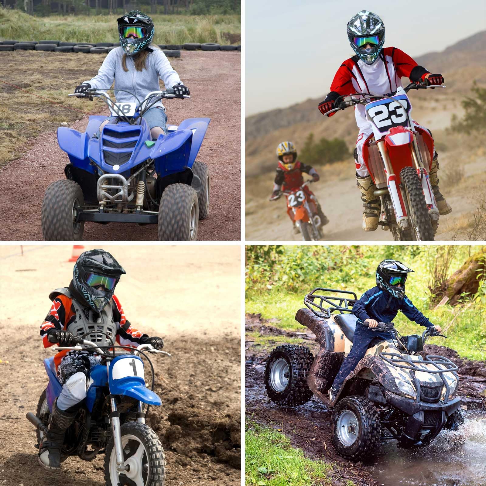 Foto 2 | Casco De Motocross Spark Para Jóvenes Y Niños Aprobado Por El Dot Con Gafas Azules - Venta Internacional.