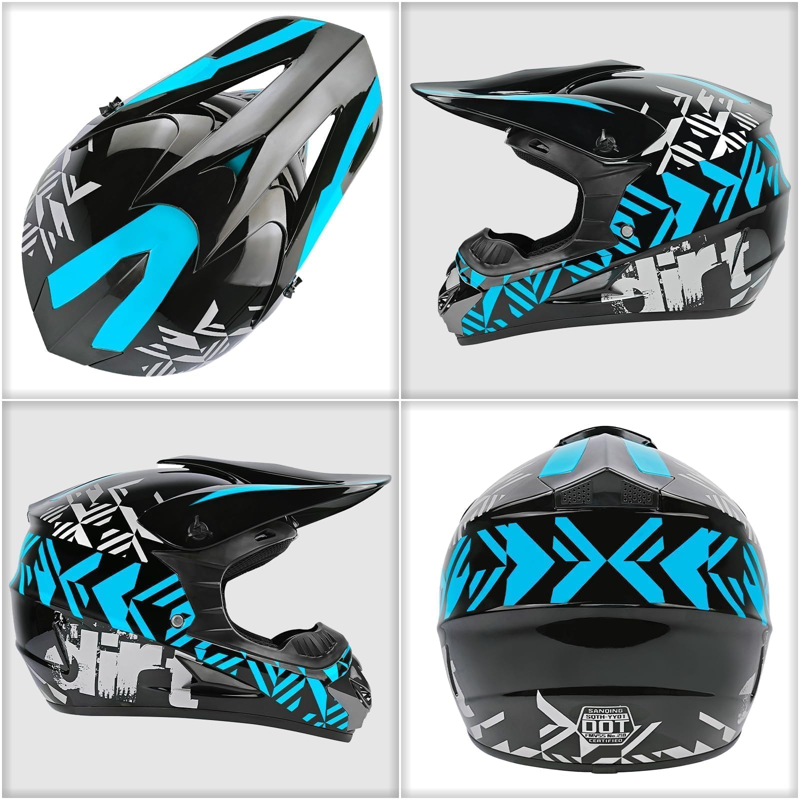 Foto 4 pulgar | Casco De Motocross Spark Para Jóvenes Y Niños Aprobado Por El Dot Con Gafas Azules - Venta Internacional.