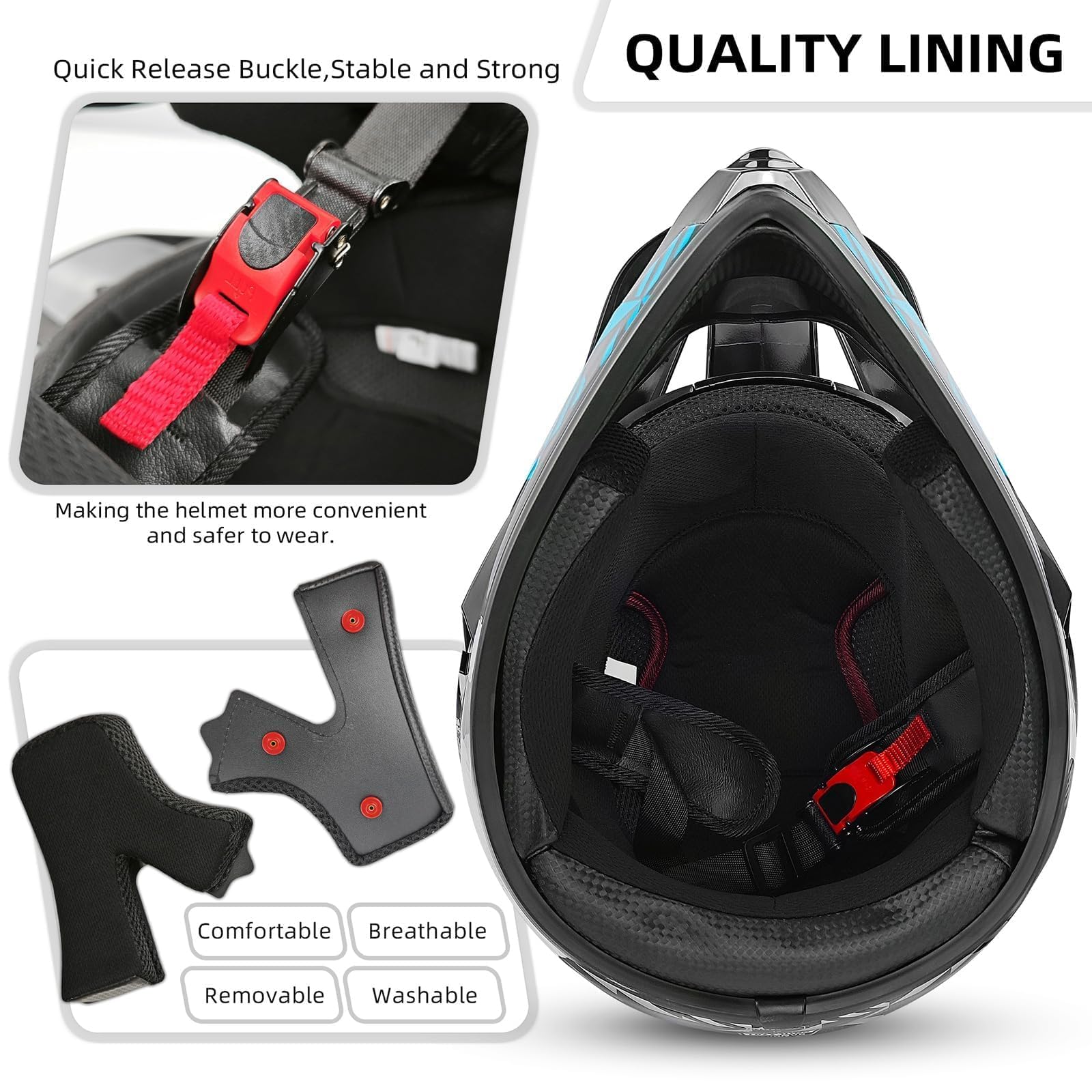 Foto 6 pulgar | Casco De Motocross Spark Para Jóvenes Y Niños Aprobado Por El Dot Con Gafas Azules - Venta Internacional.