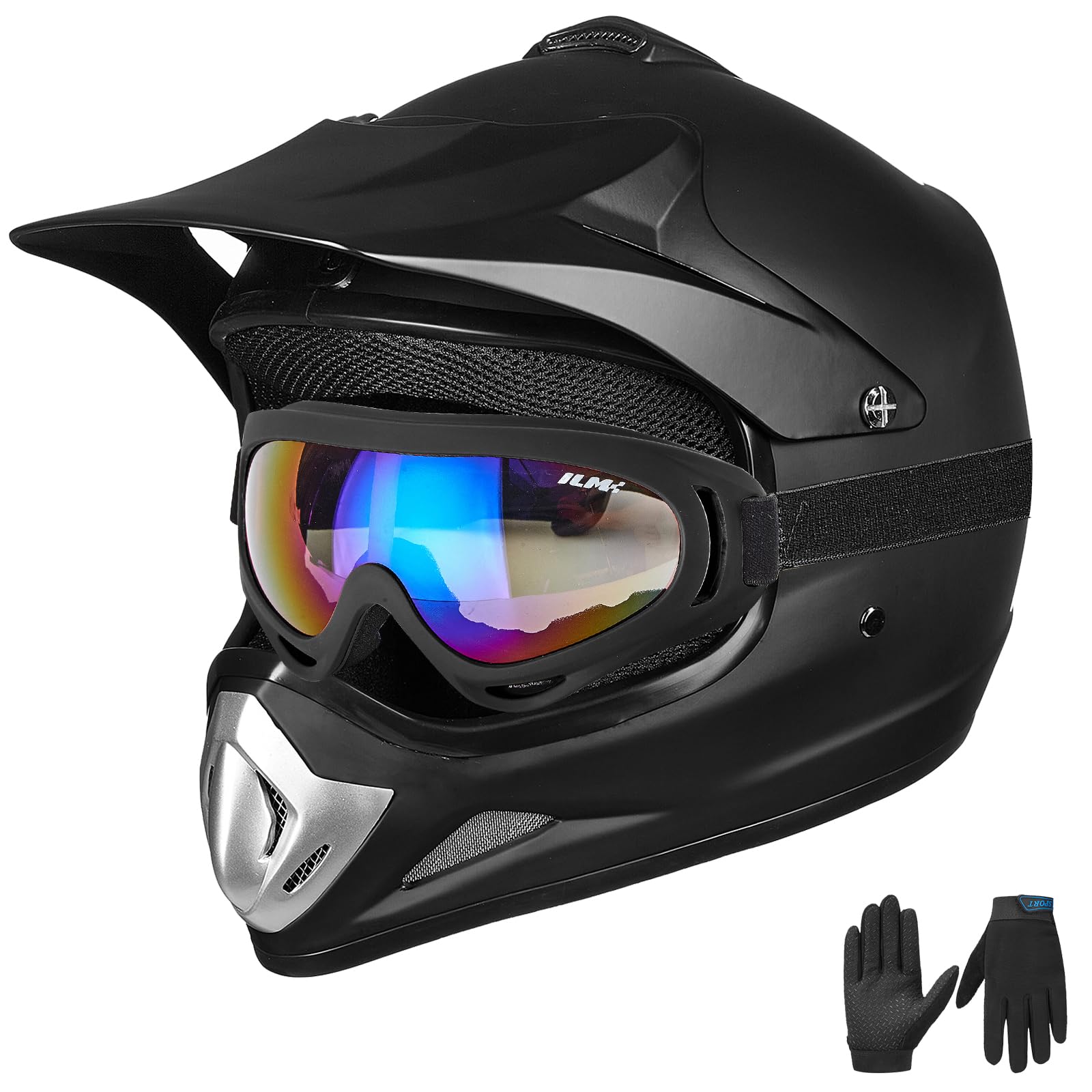 Casco De Moto De Cross Ilm Bld-818 Youth-x-large Negro Mate Dot - Venta Internacional.