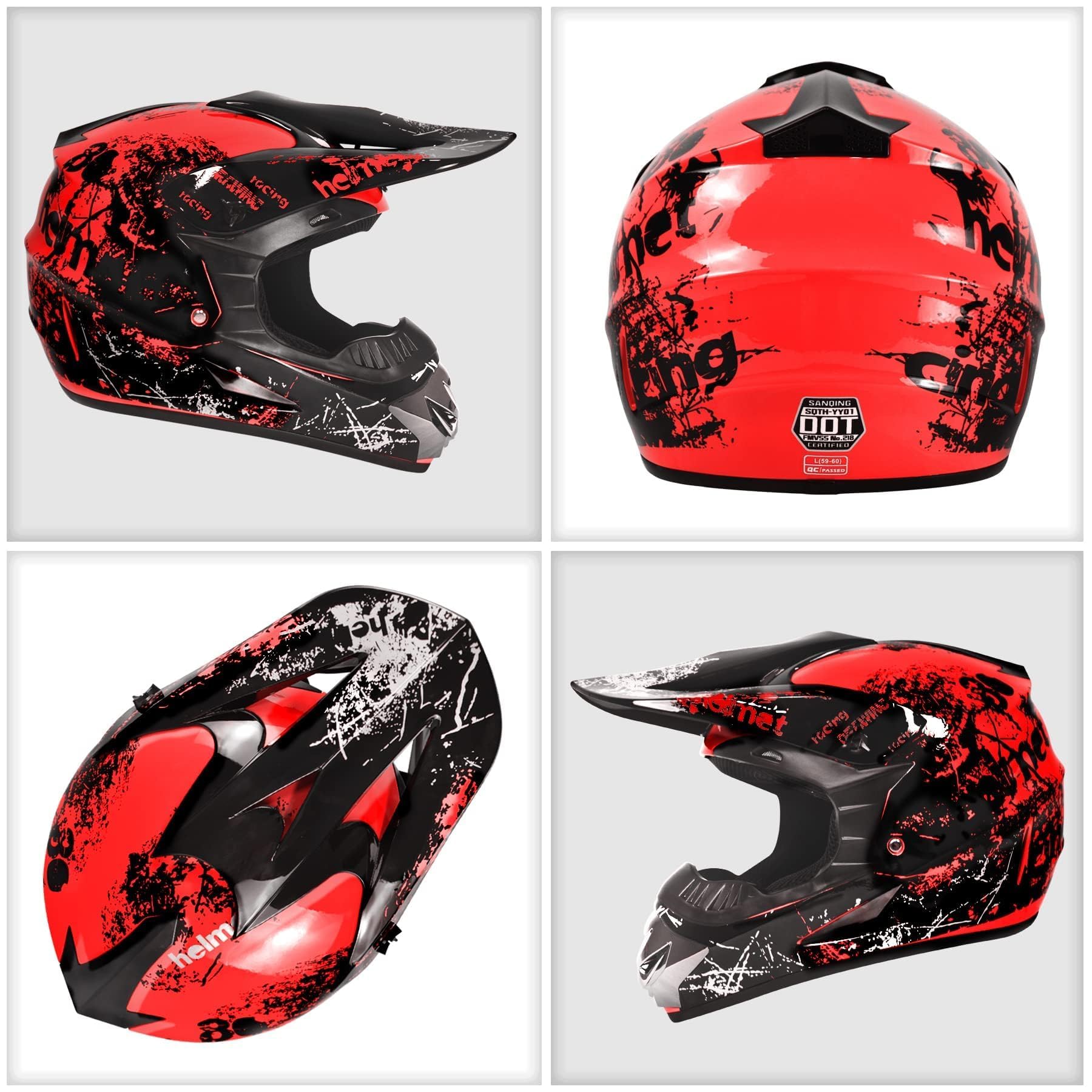 Foto 4 pulgar | Casco De Moto De Cross Spark Para Niños Aprobado Por El Dot, Rojo - Venta Internacional.