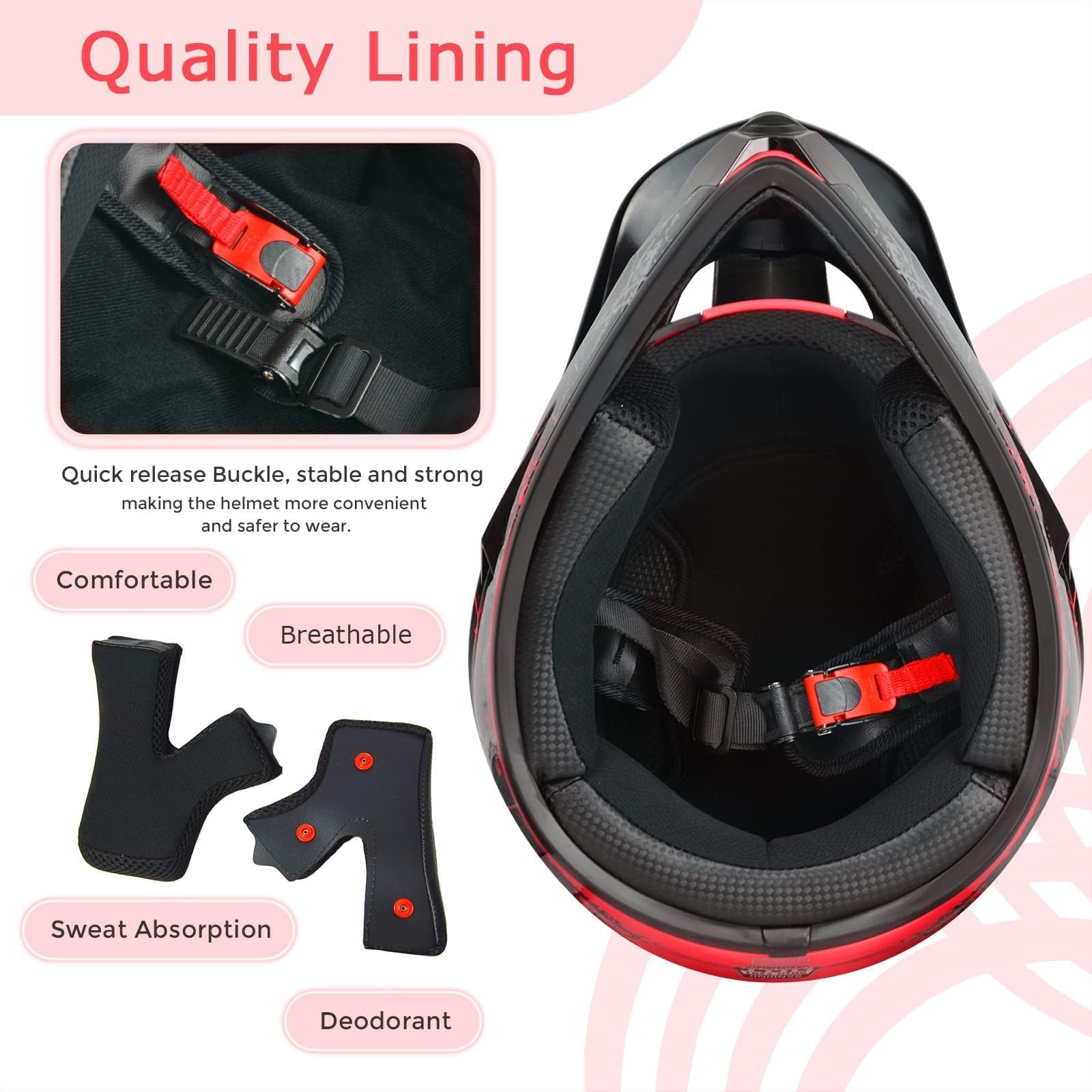 Foto 5 pulgar | Casco De Moto De Cross Spark Para Niños Aprobado Por El Dot, Rojo - Venta Internacional.