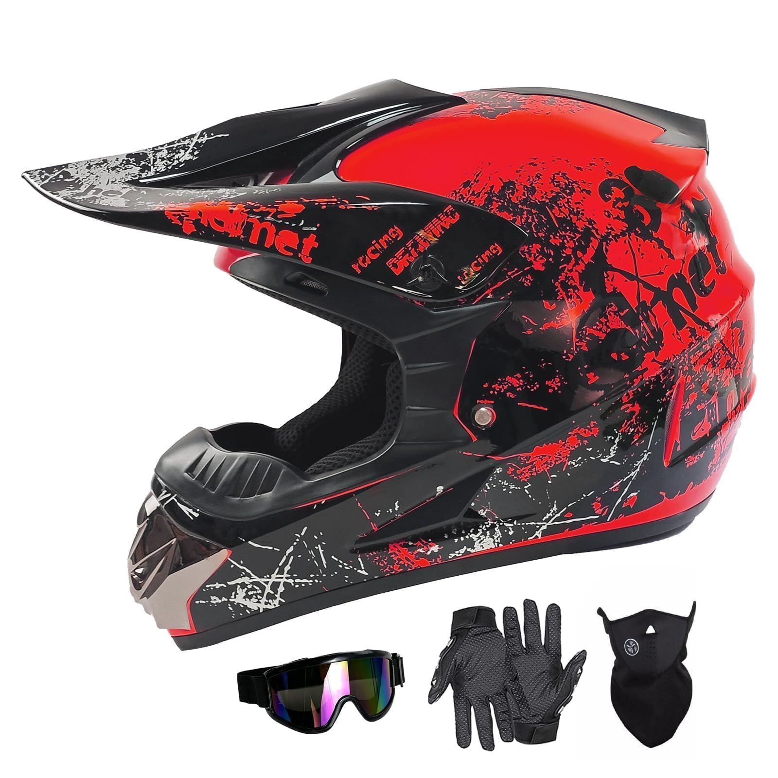 Foto 8 pulgar | Casco De Moto De Cross Spark Para Niños Aprobado Por El Dot, Rojo - Venta Internacional.