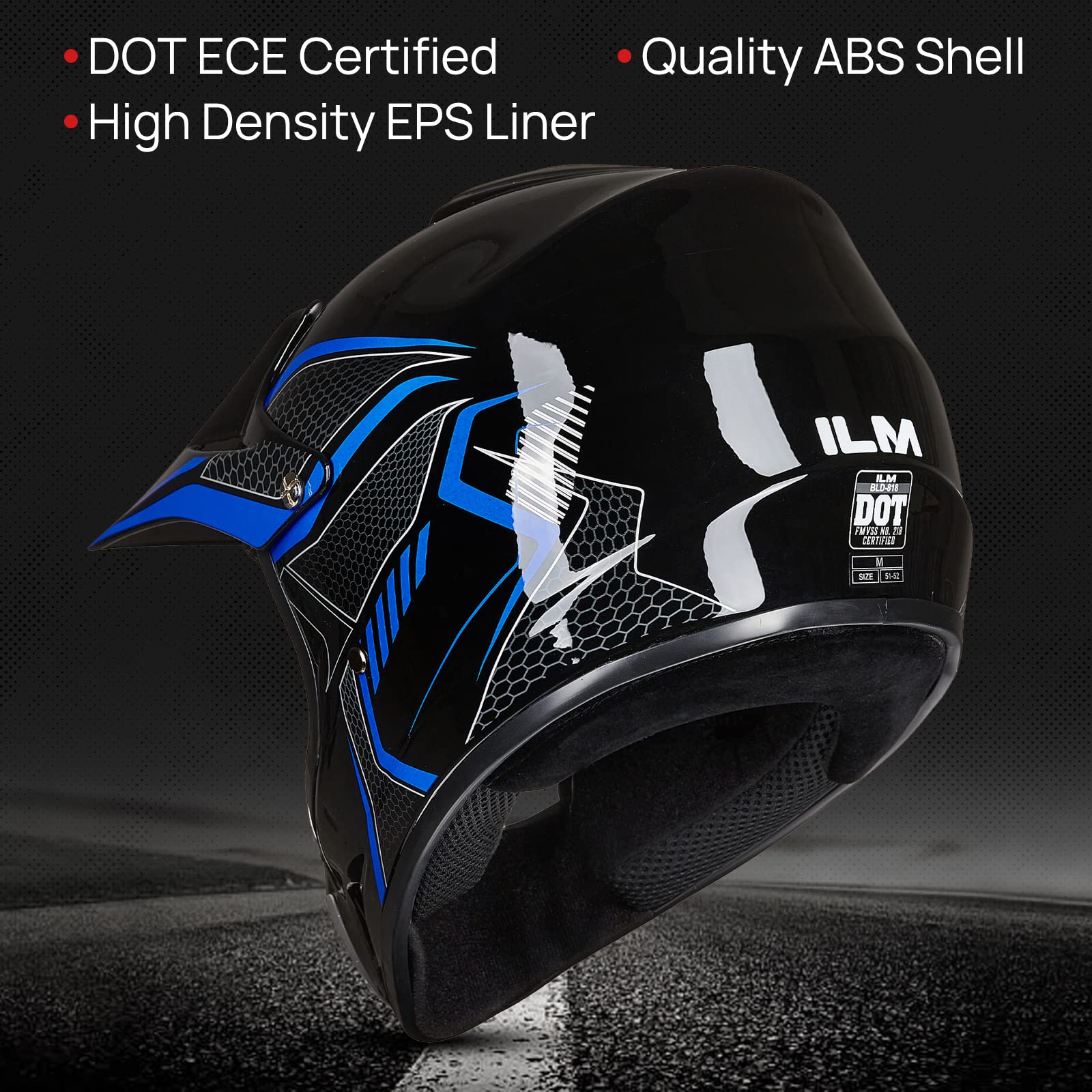 Foto 3 pulgar | Casco De Moto De Cross Ilm Bld-818 Para Jóvenes Y Niños, Cara Completa, Azul Dot - Venta Internacional.