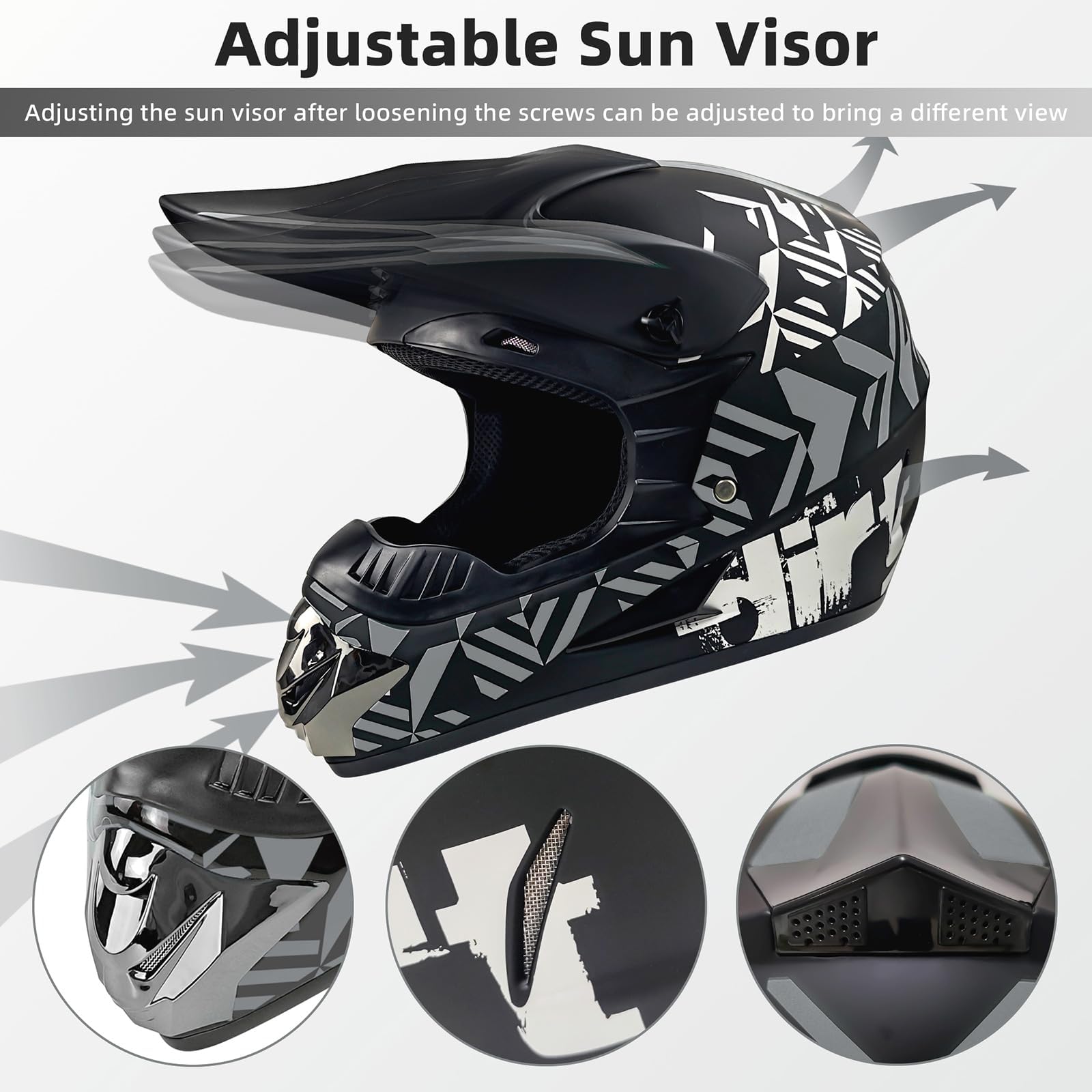 Foto 5 pulgar | Casco De Motocross Spark Dot Full Face Para Adulto, Color Gris, Talla Xl - Venta Internacional.