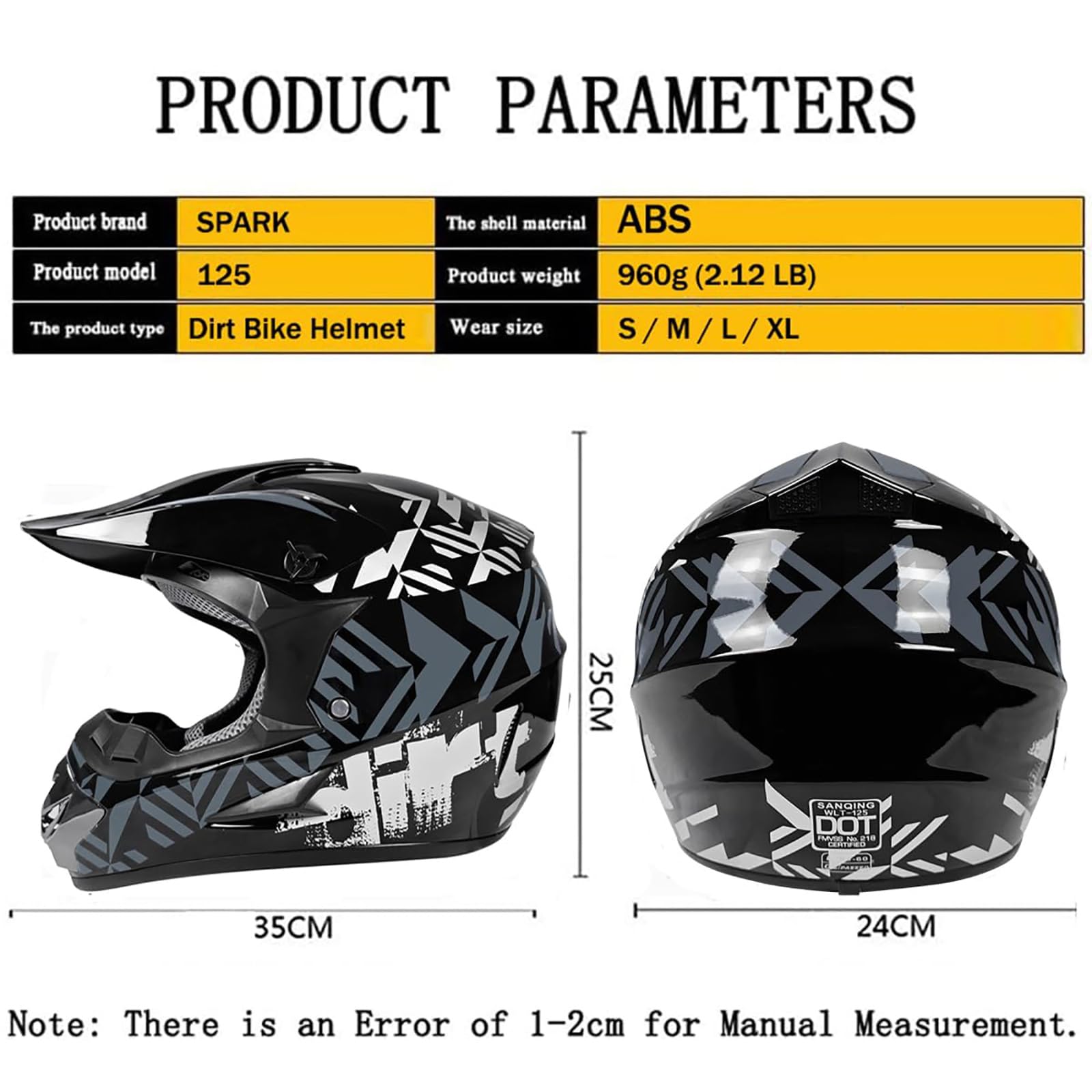 Foto 8 pulgar | Casco De Motocross Spark Dot Full Face Para Adulto, Color Gris, Talla Xl - Venta Internacional.