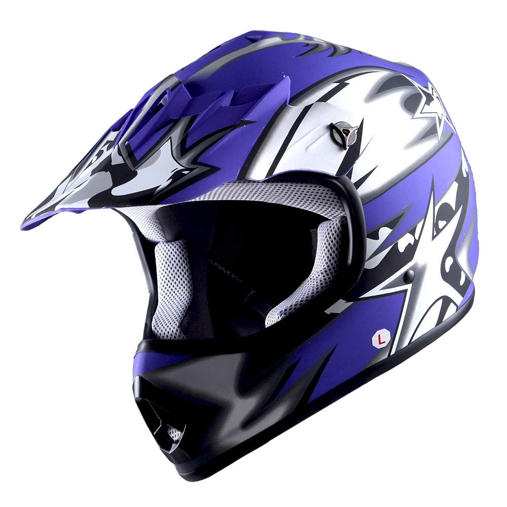 Foto 2 pulgar | Casco Wow Para Niños De Motocross Bmx Mx Atv Star, Color Azul Mate - Venta Internacional.