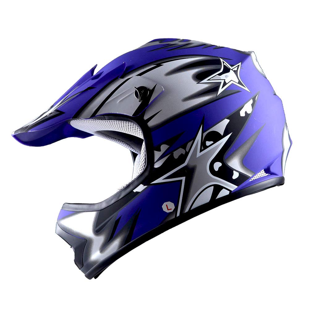 Foto 3 pulgar | Casco Wow Para Niños De Motocross Bmx Mx Atv Star, Color Azul Mate - Venta Internacional.