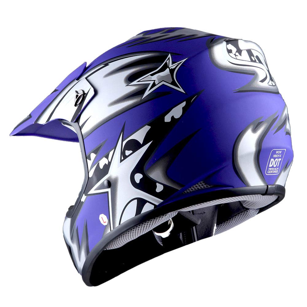 Foto 4 | Casco Wow Para Niños De Motocross Bmx Mx Atv Star, Color Azul Mate - Venta Internacional.