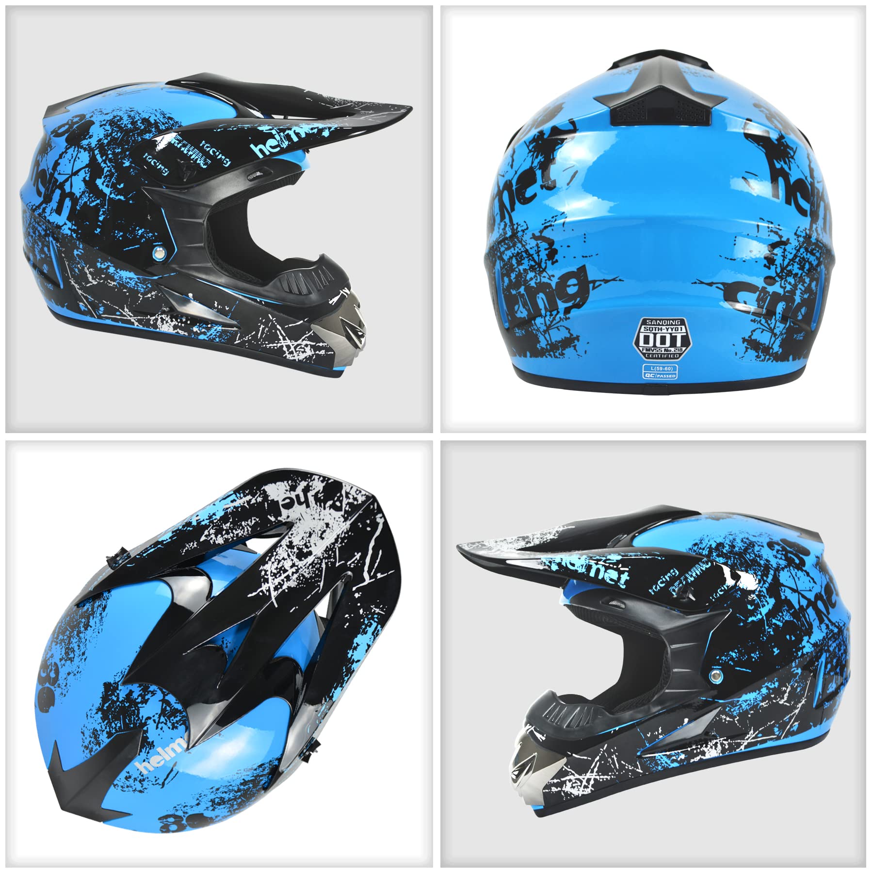 Foto 4 pulgar | Casco De Moto De Cross Spark Para Niños Aprobado Por El Dot, Azul - Venta Internacional.