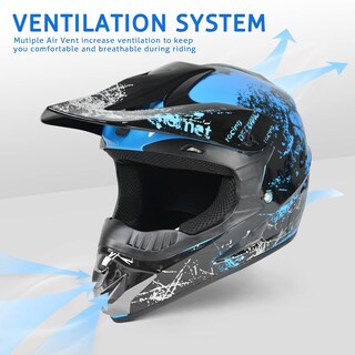 Foto 4 | Casco De Moto De Cross Spark Para Niños Aprobado Por El Dot, Azul - Venta Internacional.