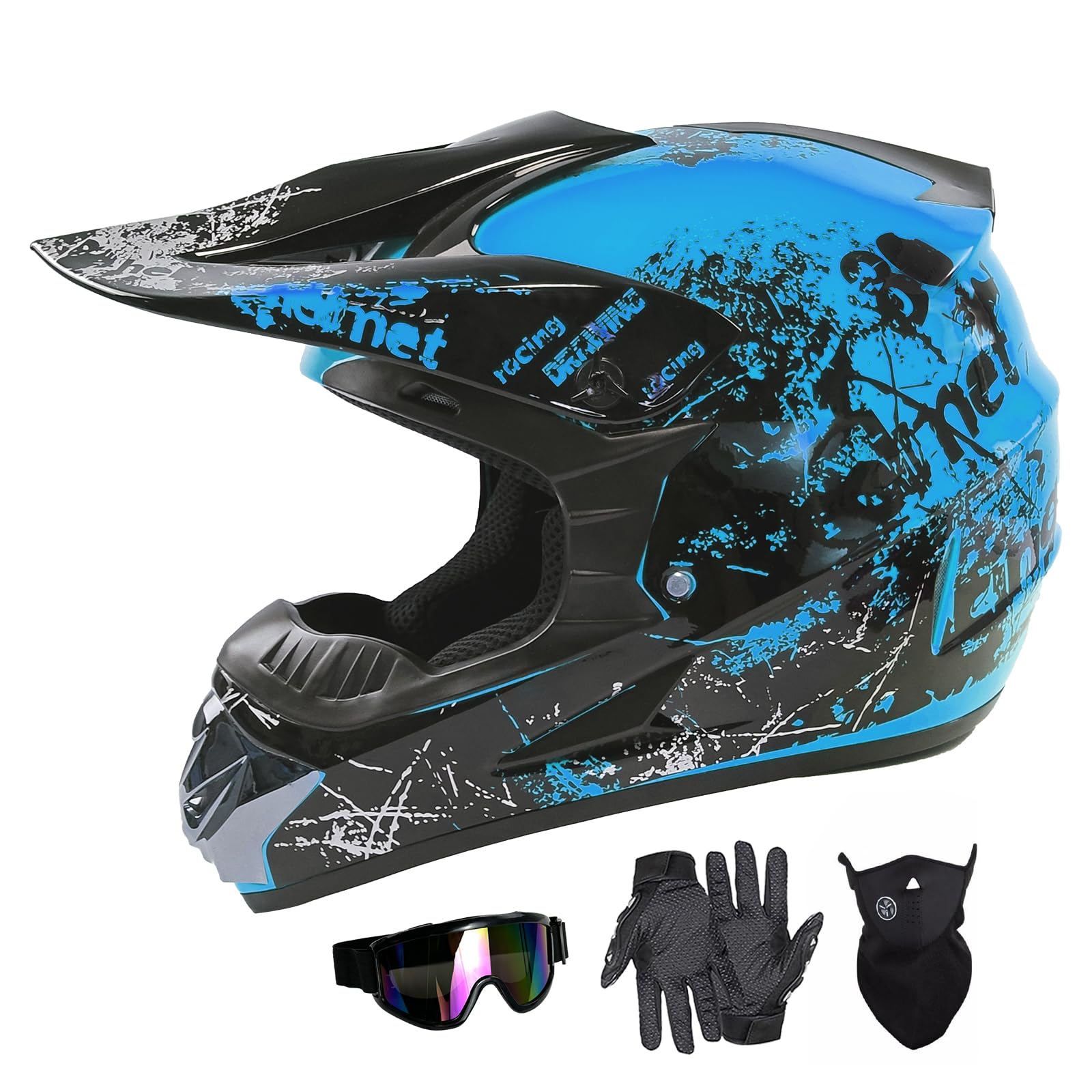 Foto 8 pulgar | Casco De Moto De Cross Spark Para Niños Aprobado Por El Dot, Azul - Venta Internacional.