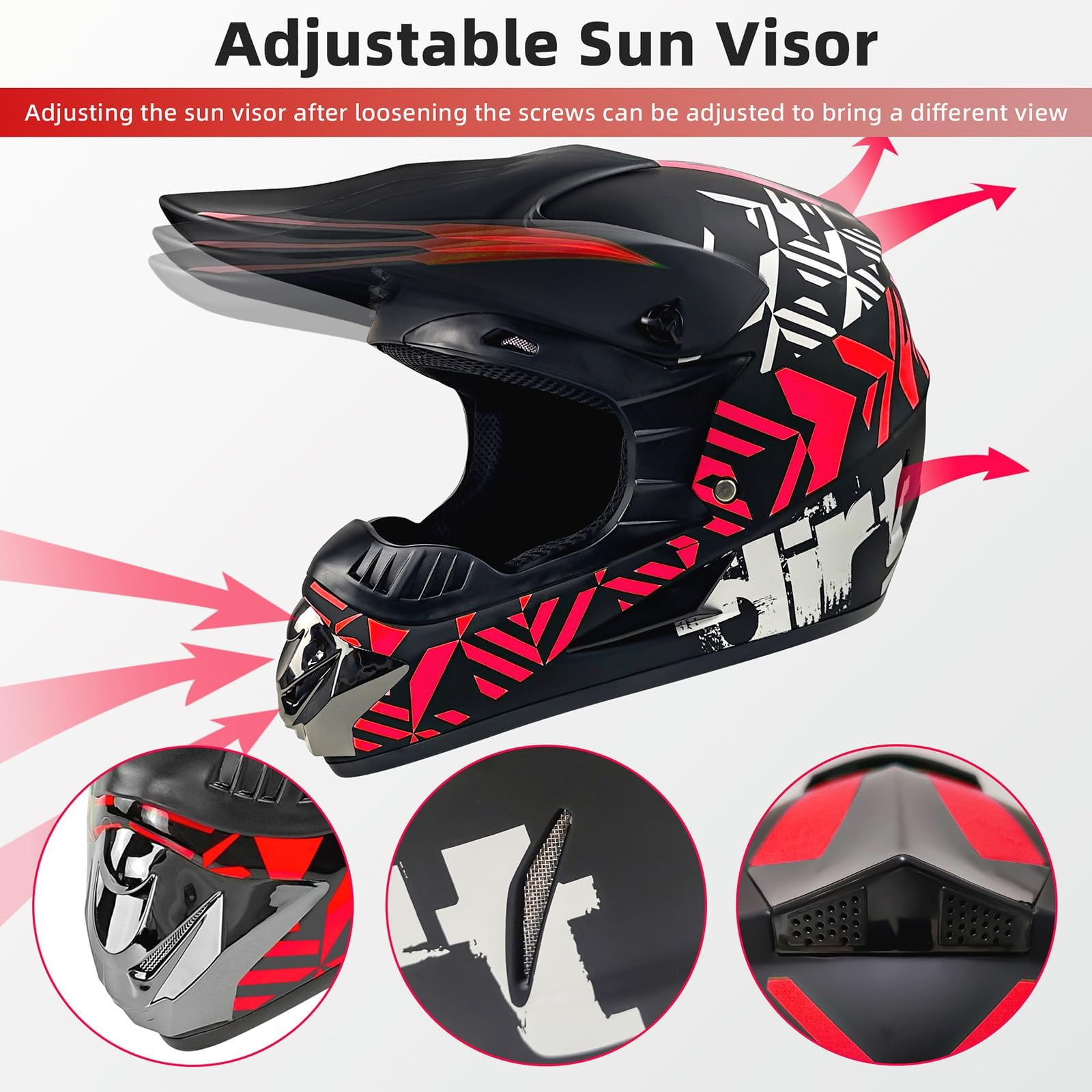 Foto 5 pulgar | Casco De Motocross Spark Dot Full Face Para Adulto, Rojo, Talla Xl - Venta Internacional.
