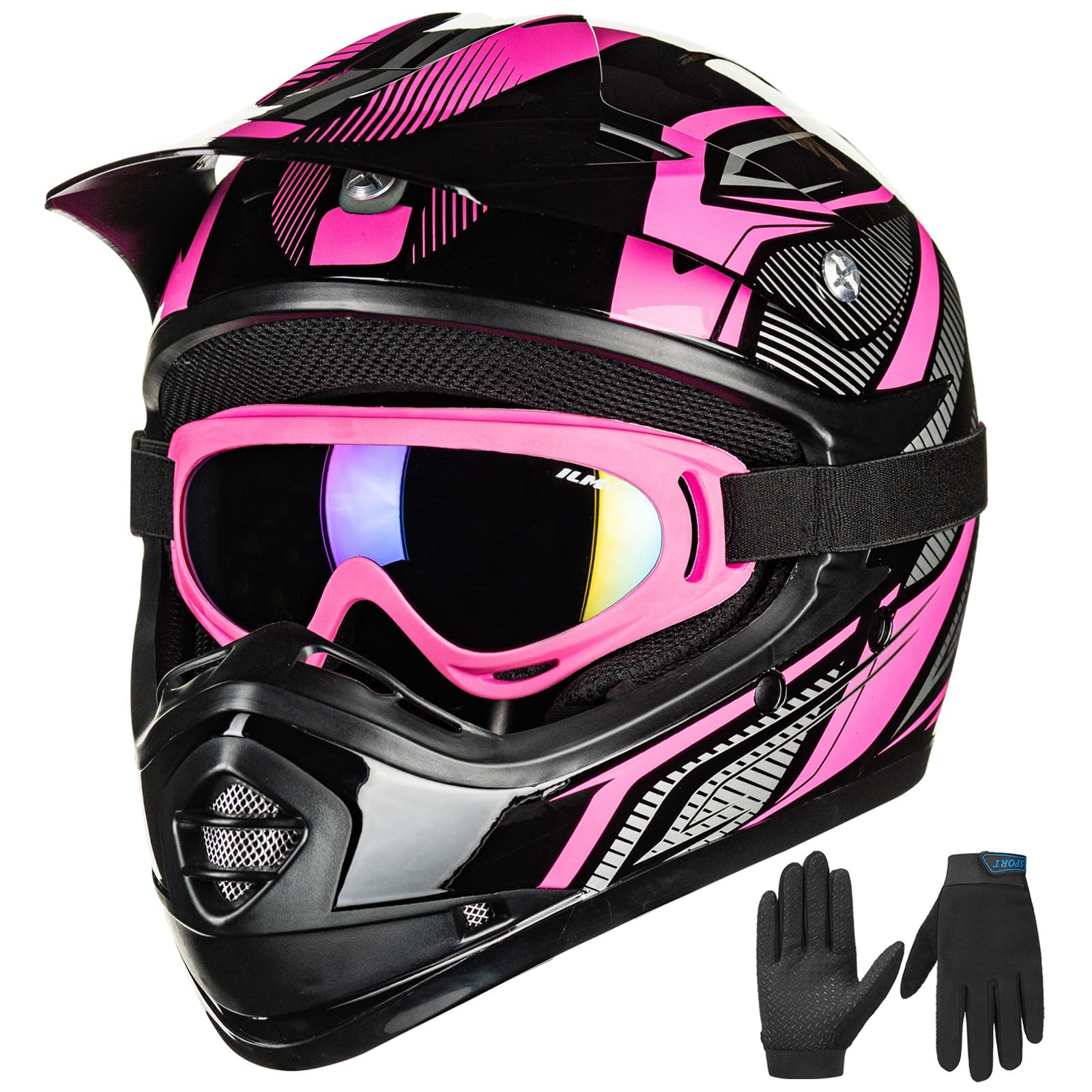 Foto 2 pulgar | Casco Ilm Youth Kids Motocross Atv Off Road Dot B07 Rosa Negro - Venta Internacional.