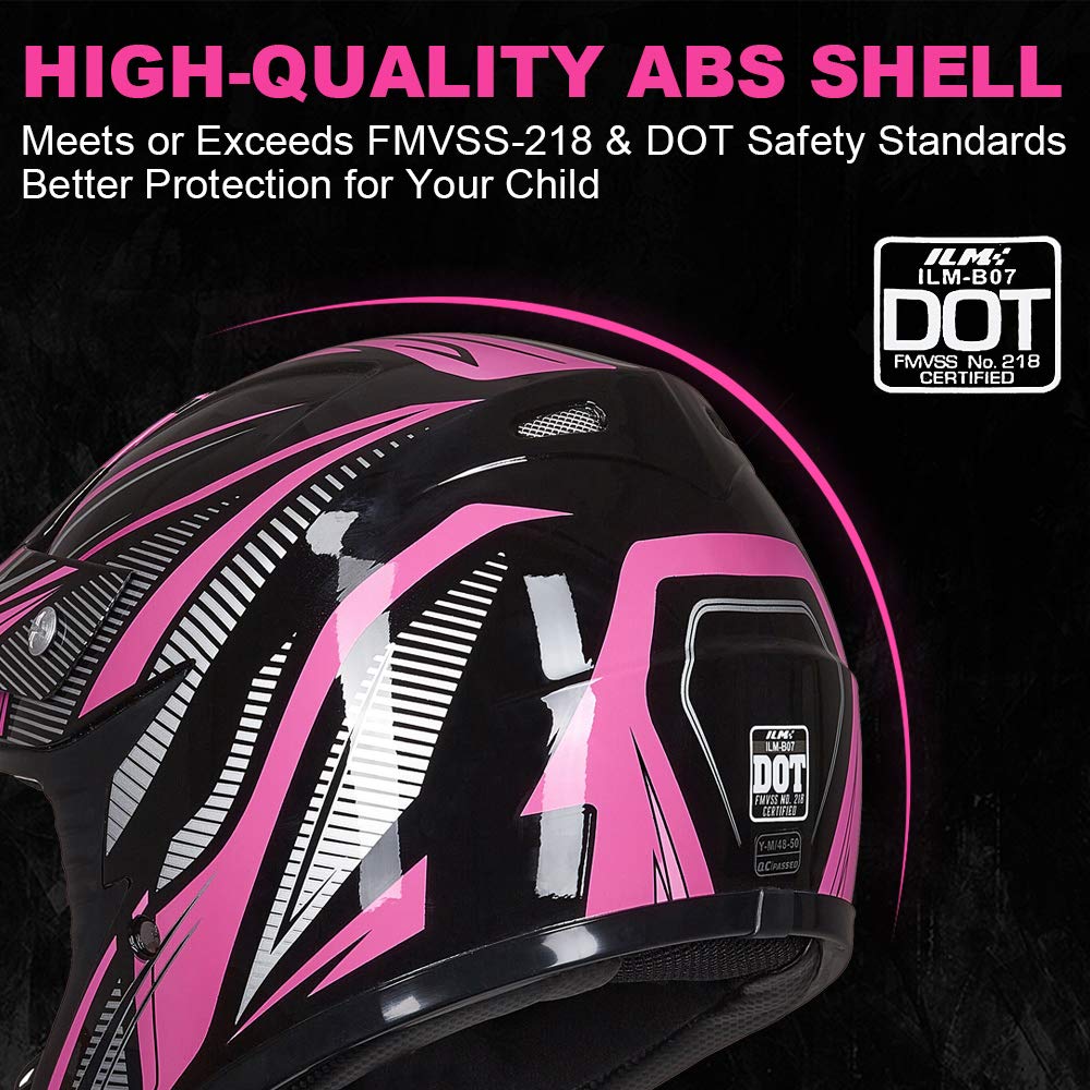 Foto 3 pulgar | Casco Ilm Youth Kids Motocross Atv Off Road Dot B07 Rosa Negro - Venta Internacional.