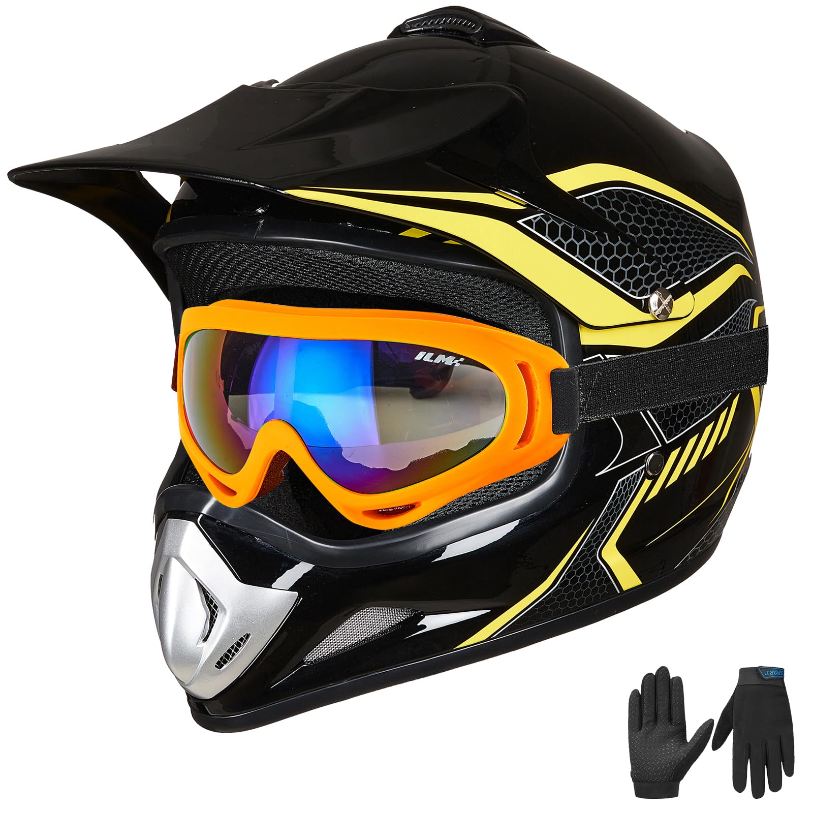 Foto 2 pulgar | Casco De Moto De Cross Ilm Bld-818 Para Jóvenes Y Niños, Cara Completa, Amarillo Dot - Venta Internacional.