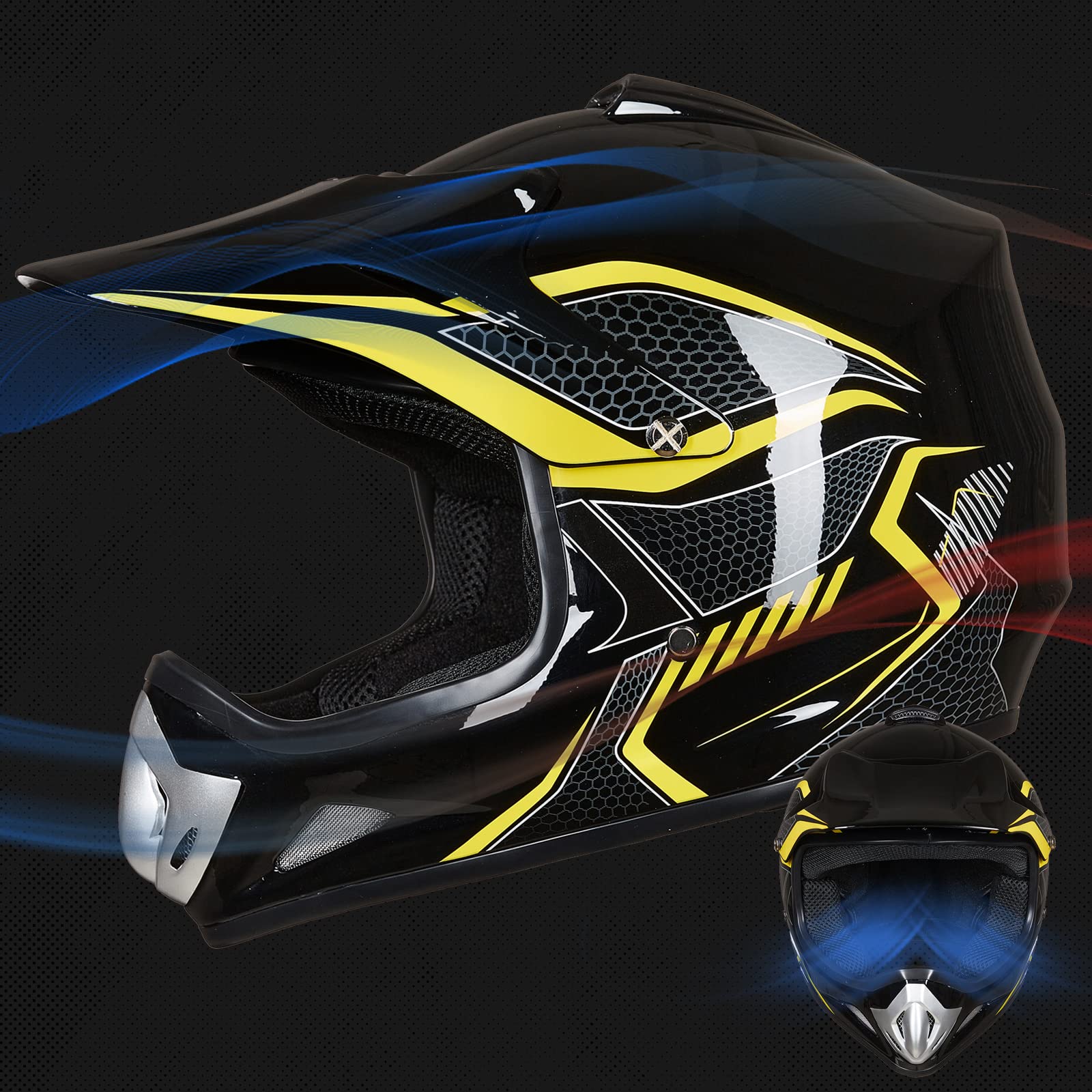 Foto 4 pulgar | Casco De Moto De Cross Ilm Bld-818 Para Jóvenes Y Niños, Cara Completa, Amarillo Dot - Venta Internacional.